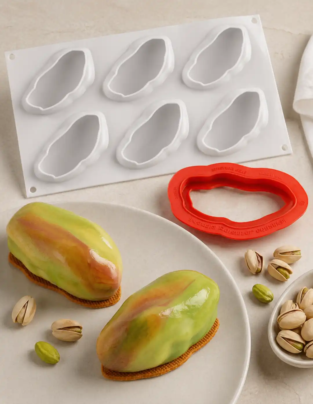 Stampo Silicone Pistacchio 6 Cavita 120ml Frutta Realistica Con Cutter Pro