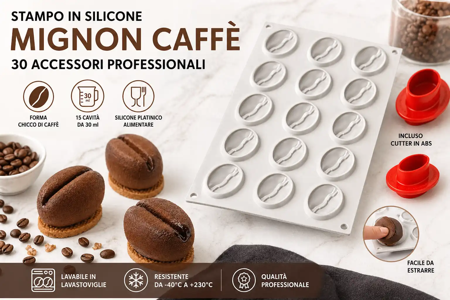 Stampo Silicone Chicco Caffe 15 Cavita 30ml Frutta Realistica Con Cutter