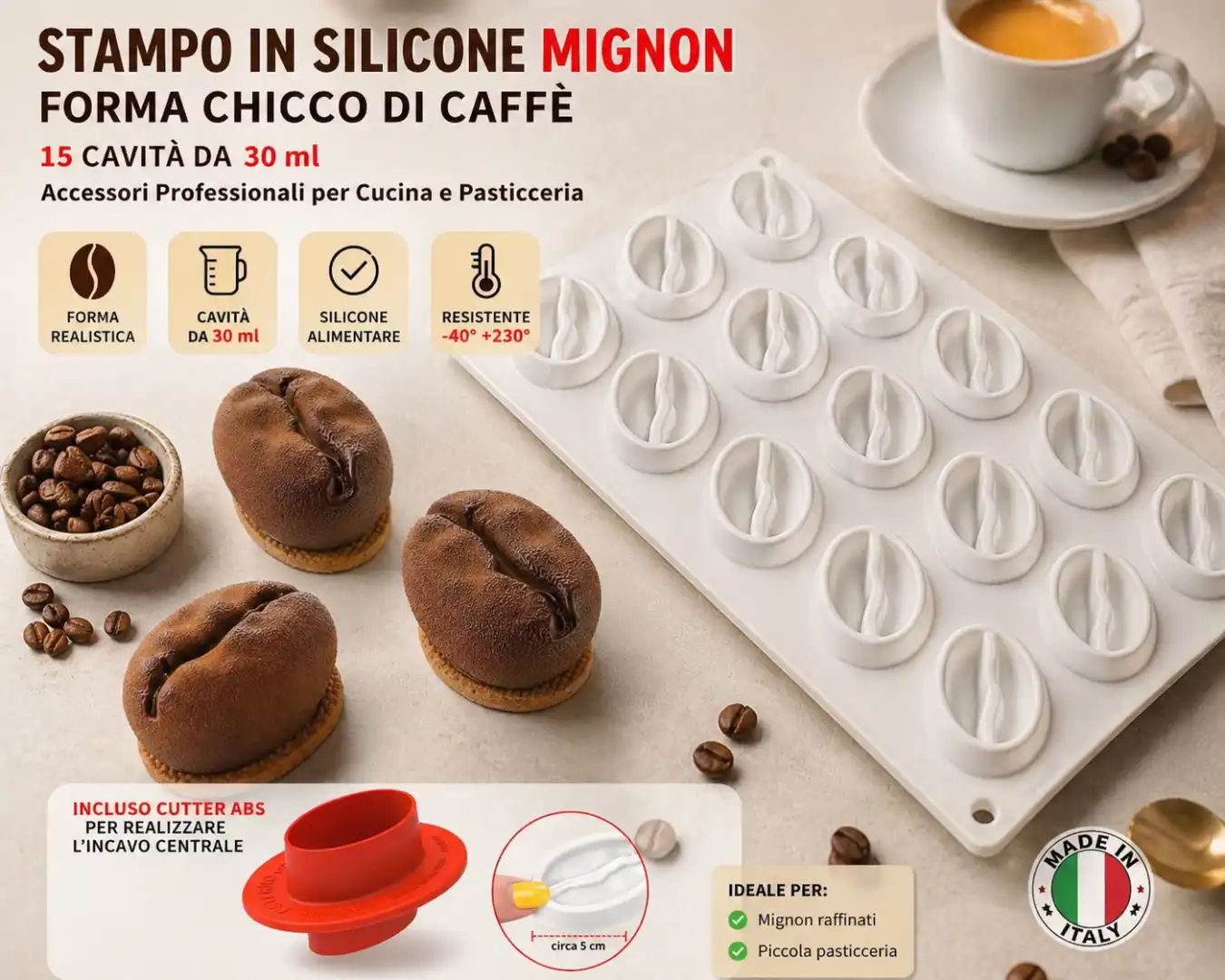 Stampo Silicone Chicco Caffe 15 Cavita 30ml Frutta Realistica Con Cutter