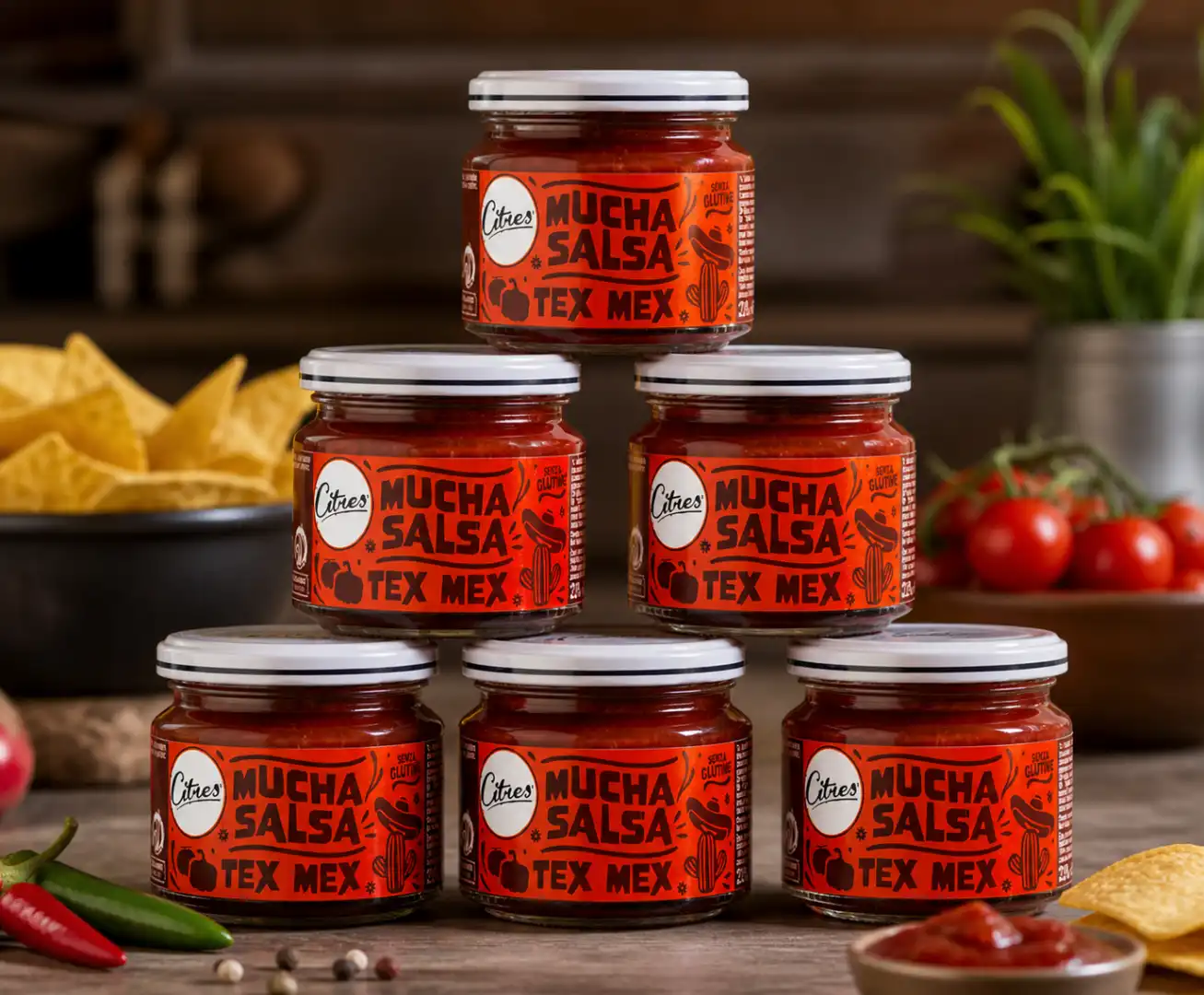 6 Vasetti Citres Salsa Tex Mex 220g Condimento Piccante Snack Nachos Autenticita
