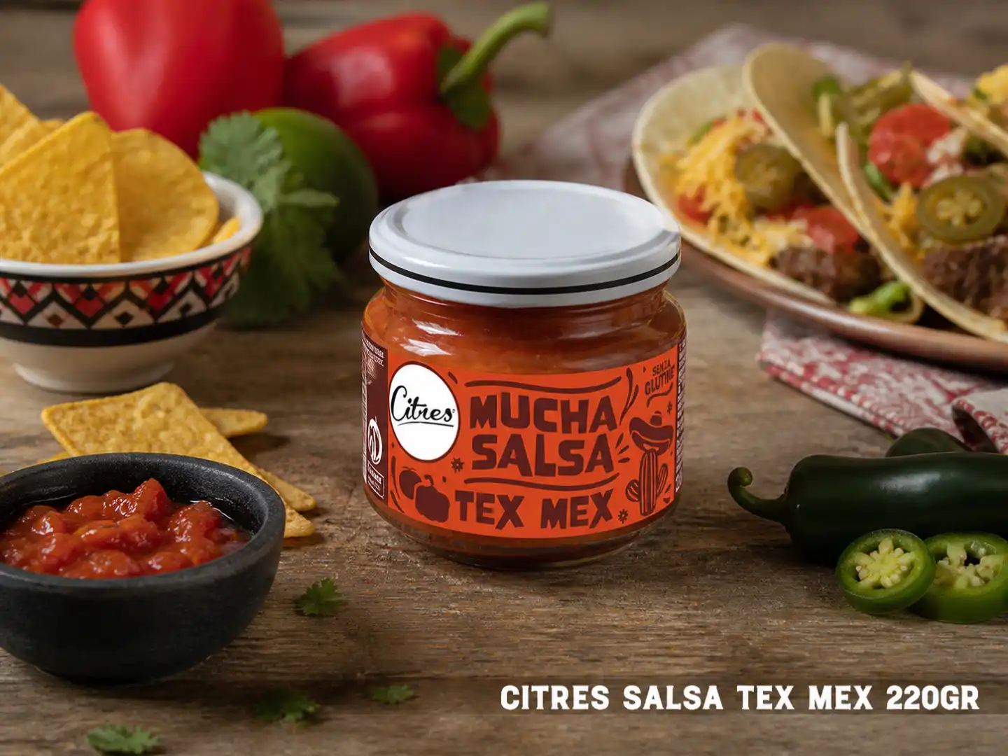 6 Vasetti Citres Salsa Tex Mex 220g Condimento Piccante Snack Nachos Autenticita