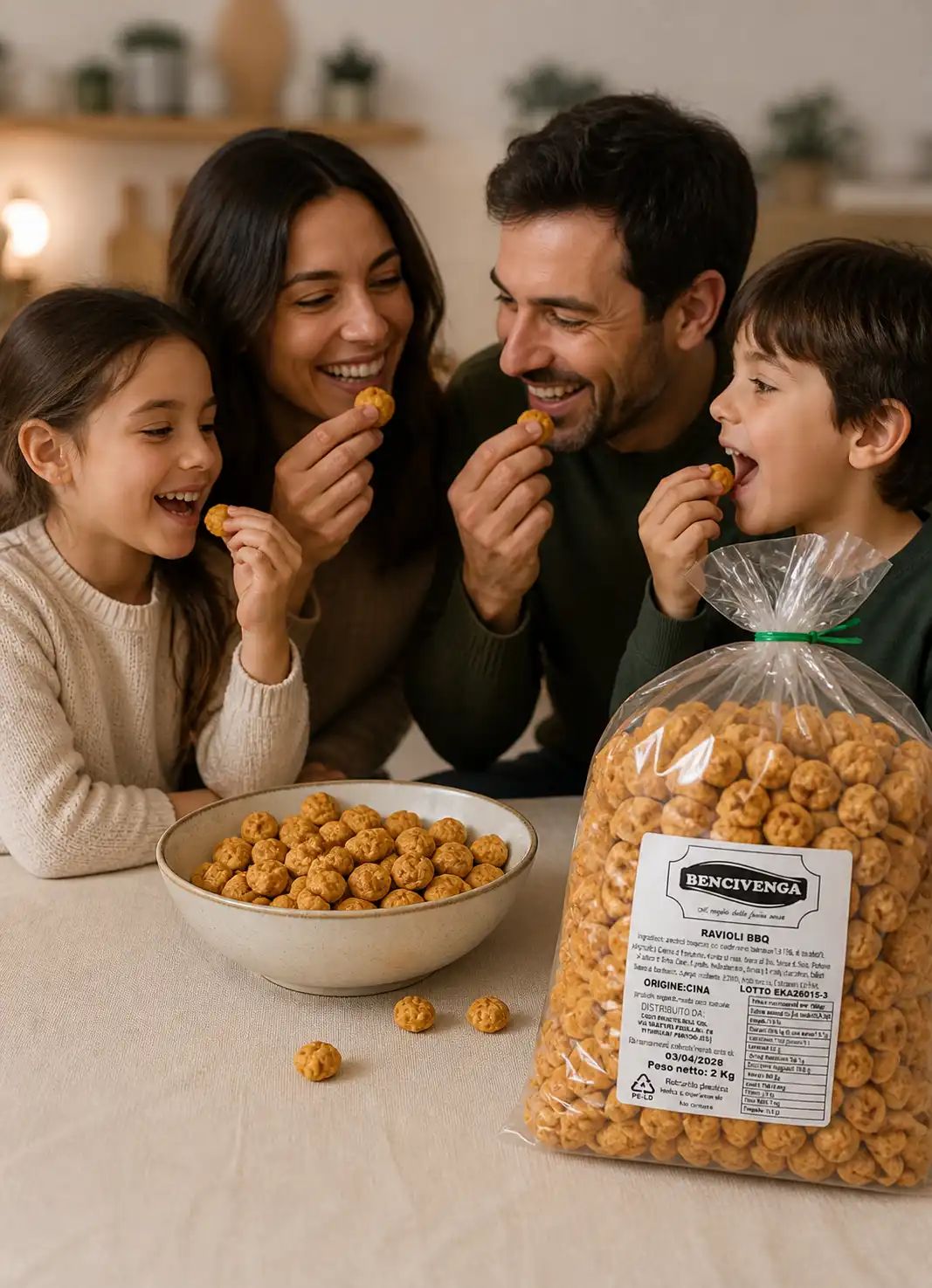 Bencivenga Ravioli BBQ 2Kg Snack Croccante Gusto Barbecue Aperitivo Mix