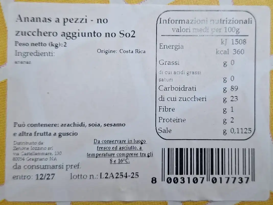 Ananas a Fette Essiccate Senza Zucchero 500g Snack Frutta Naturale Mix Top Snack