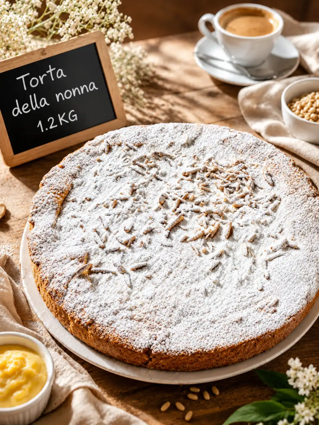 Torta Della Nonna 1,2Kg Dolce Artigianale Crema E Mandorle Dessert Italiano Top!