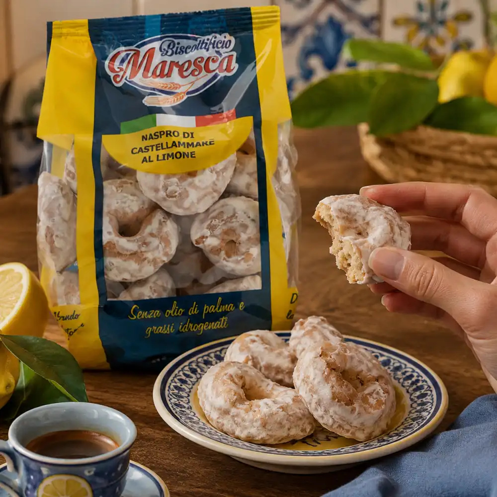 4 Pezzi Naspro Castellammare Al Limone Biscotti Glassati 200Gr Dolci