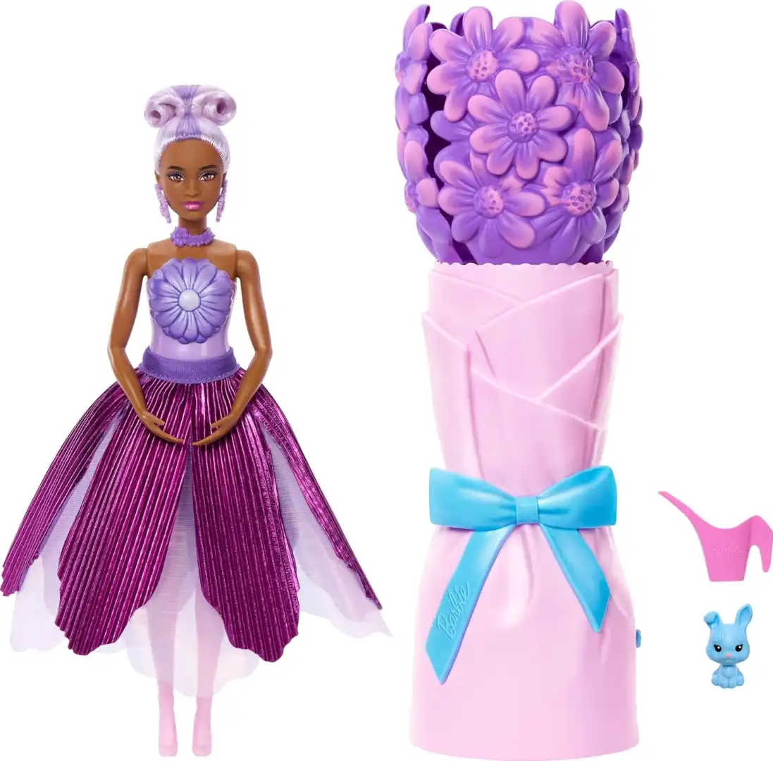 Barbie Petal Pop Bambola Profumata Floreale Viola Con Accessori JMF58