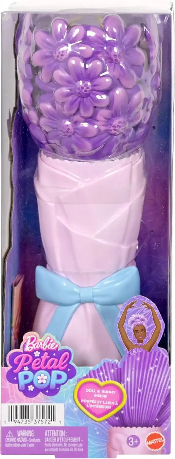 Barbie Petal Pop Bambola Profumata Floreale Viola Con Accessori JMF58