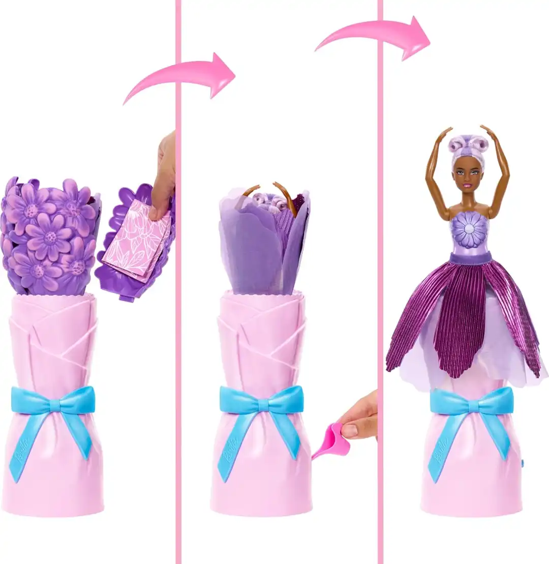 Barbie Petal Pop Bambola Profumata Floreale Viola Con Accessori JMF58