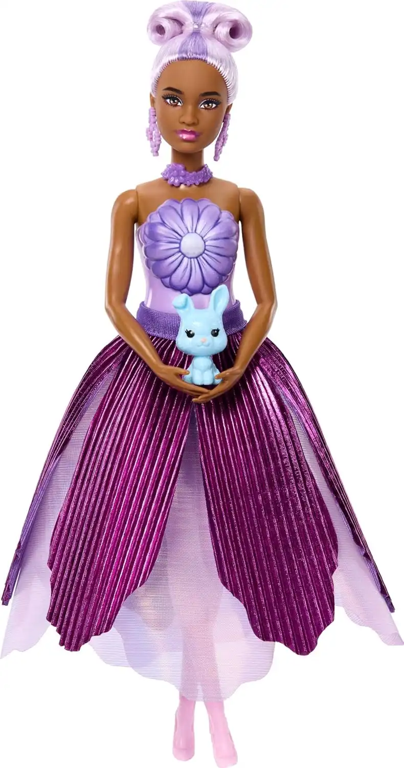Barbie Petal Pop Bambola Profumata Floreale Viola Con Accessori JMF58