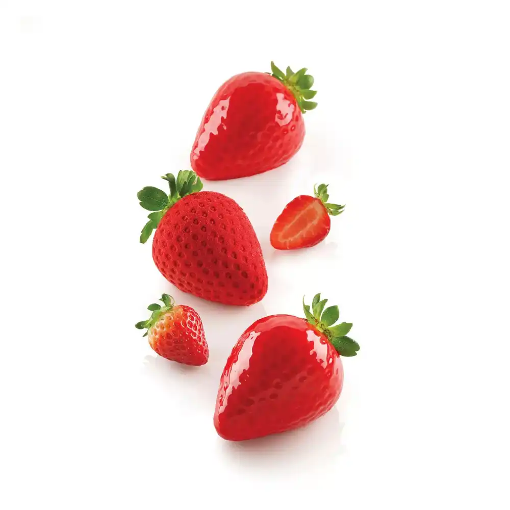 Stampo Silicone Fragola120 5 Cavità Con Supporto Plastica 60x77 H54 Mm