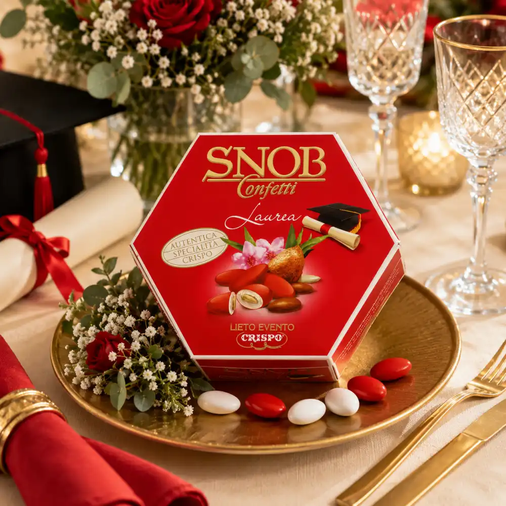 Snob Laurea Confetti Rossi Mandorla Tostata Cioccolato Bianco Crispo 1Kg