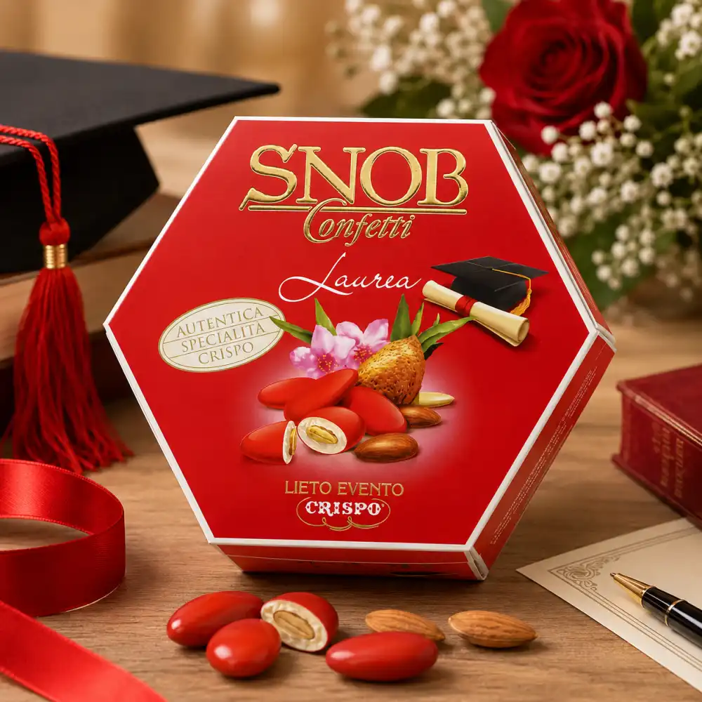 Snob Laurea Confetti Rossi Mandorla Tostata Cioccolato Bianco Crispo 1Kg