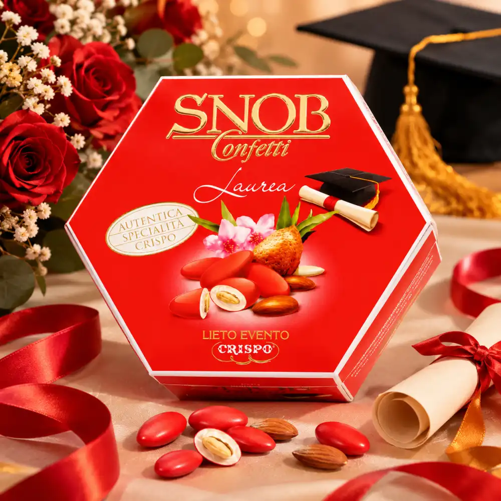 Snob Laurea Confetti Rossi Mandorla Tostata Cioccolato Bianco Crispo 1Kg