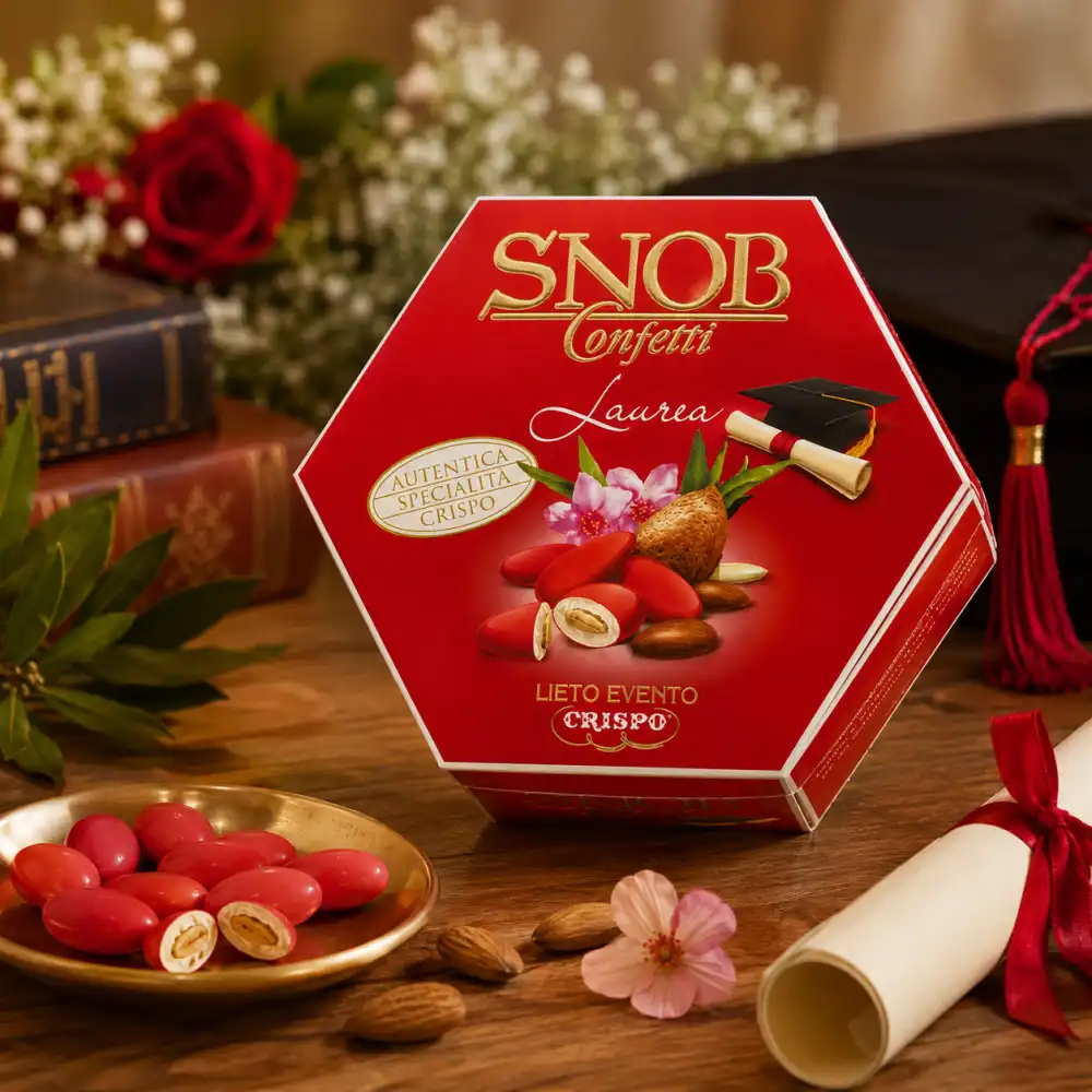 Snob Laurea Confetti Rossi Mandorla Tostata Cioccolato Bianco Crispo 1Kg
