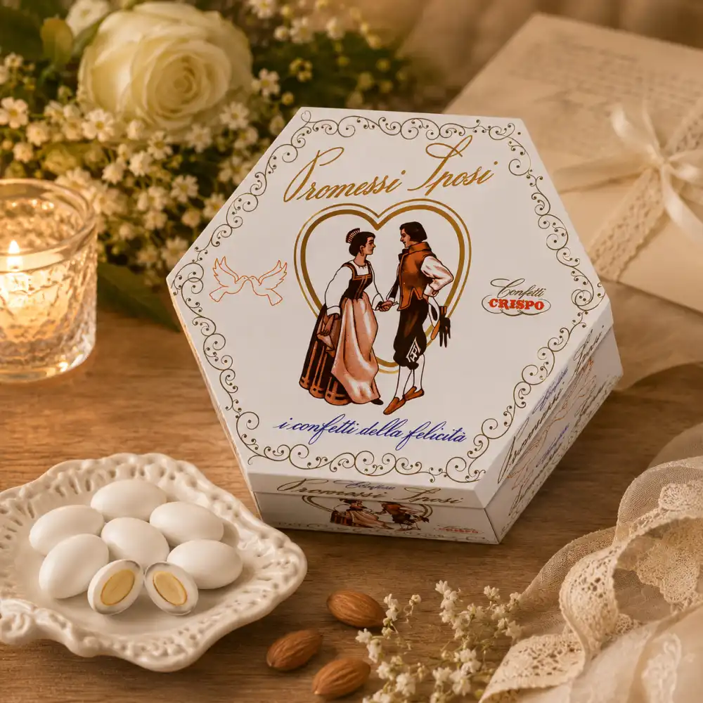 Lieto Evento Promessi Sposi Bianco Confetti Mandorla Bianca 500G Crispo Nozze XL