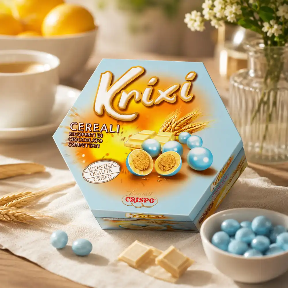 Crispo Krixi Celeste 500Gr Cereali Ricoperti Cioccolato Confettati Mix