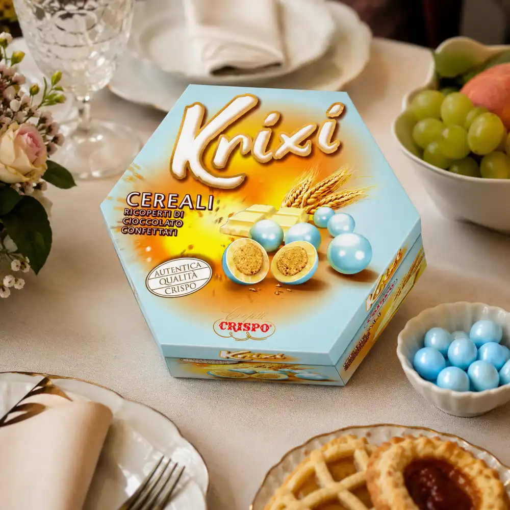 Crispo Krixi Celeste 500Gr Cereali Ricoperti Cioccolato Confettati Mix