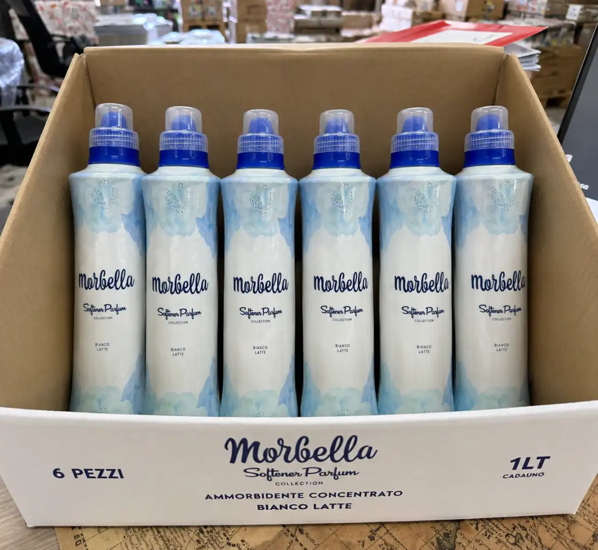 6 Pezzi Ammorbidente Morbella Bianco Latte 1L Profumo Intenso 50 Lavaggi