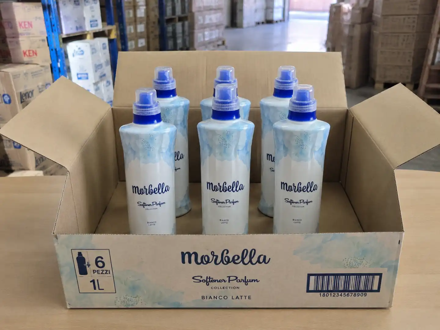 6 Pezzi Ammorbidente Morbella Bianco Latte 1L Profumo Intenso 50 Lavaggi