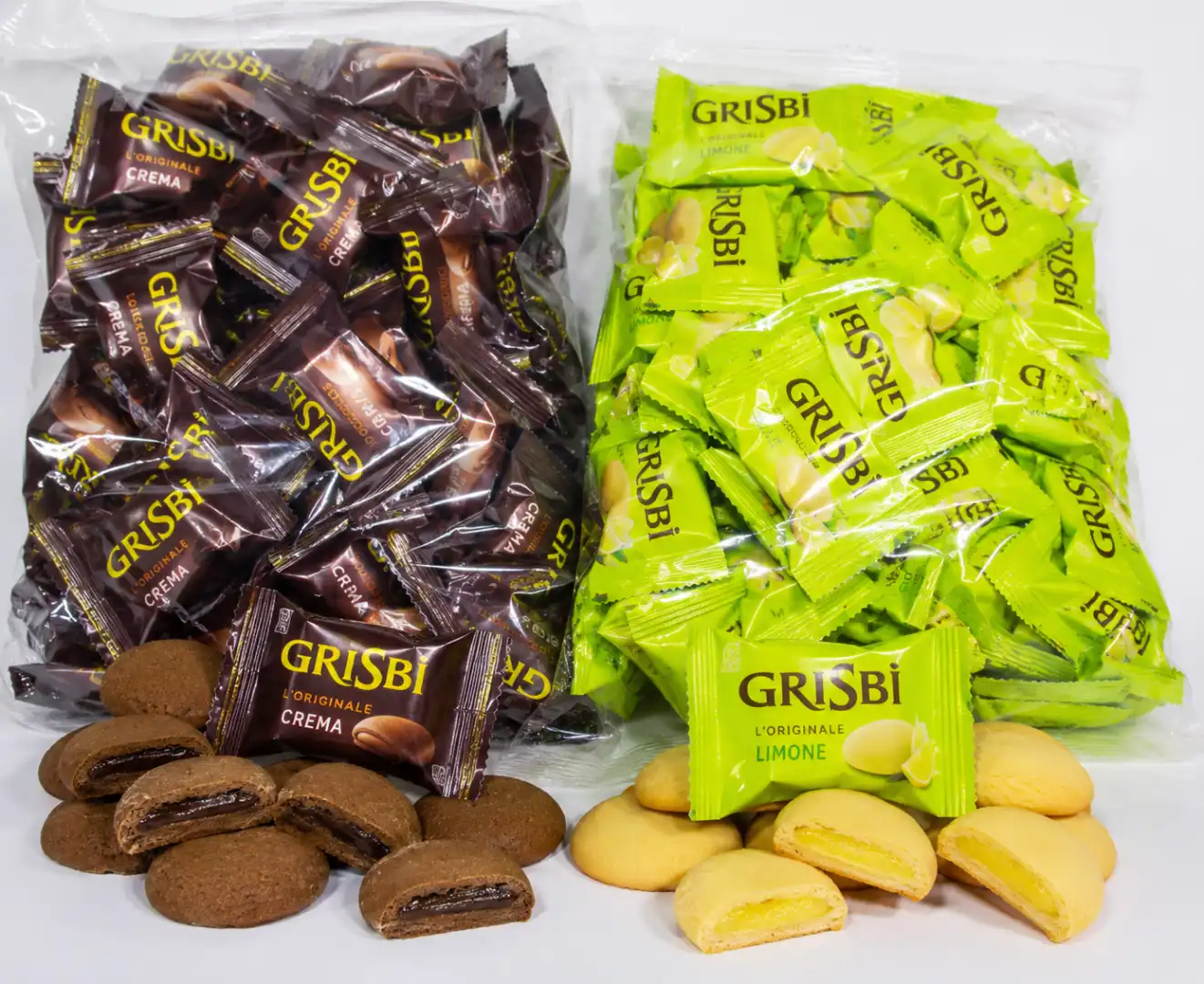 Mini Grisbi Assortiti 1Kg Crema E Limone Biscotti Ripieni Snack Golosi