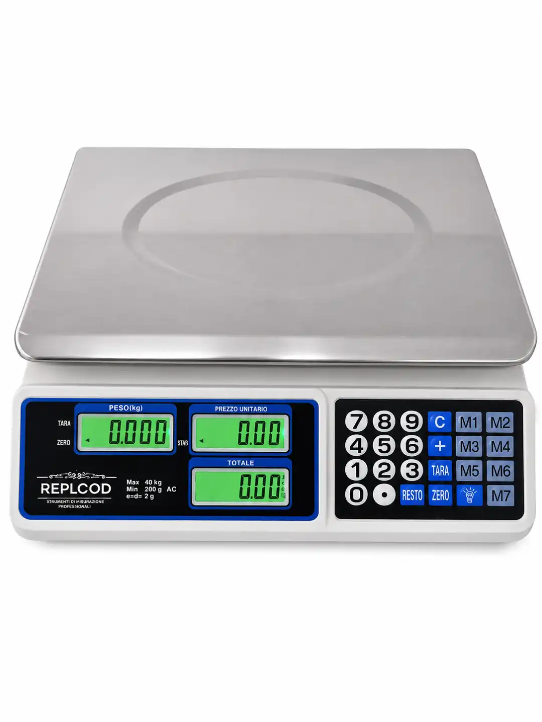 Bilancia Da Banco Professionale Portata 40Kg Divisione 2Gr 6 Display LCD