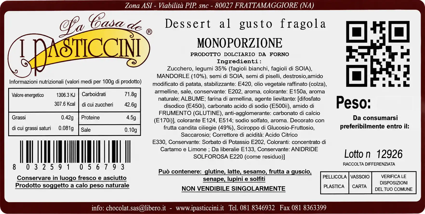 Dessert Gusto Fragola Monoporzione 2Kg Dolci Buffet Feste Party Eventi Top Mix