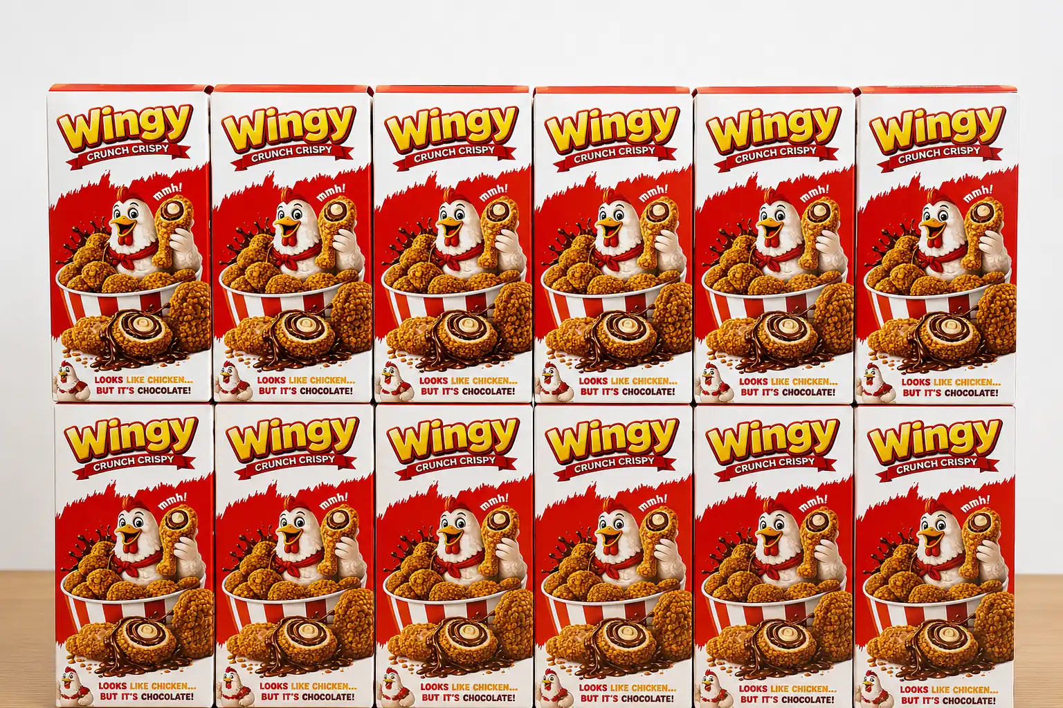 12 Pezzi Wingy Crunch Crispy Snack 50Gr Forma Aletta Pollo Cioccolato Max