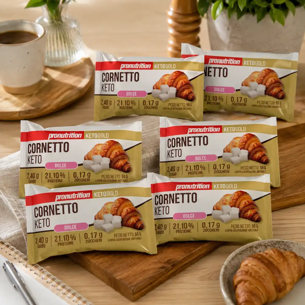 6 Pezzi Cornetto Keto Dolce 50Gr Low Carb Proteico Zero Zuccheri Fit Mix