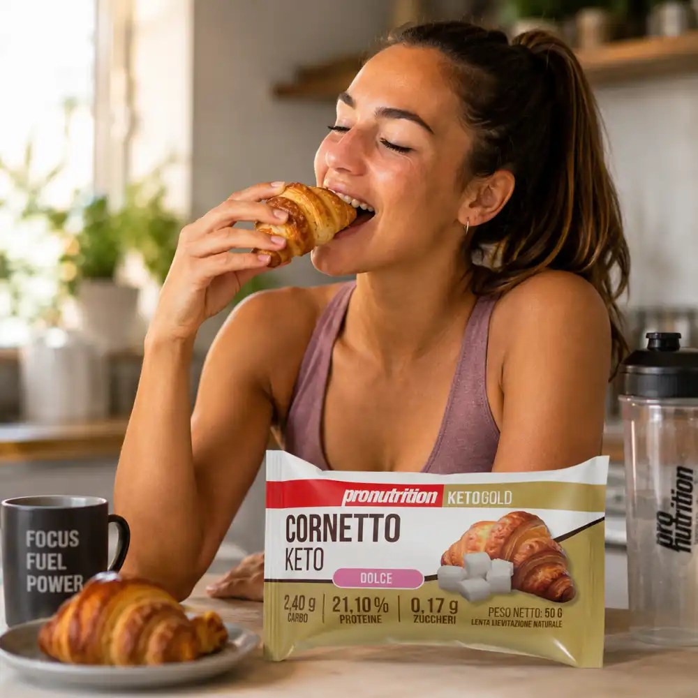 6 Pezzi Cornetto Keto Dolce 50Gr Low Carb Proteico Zero Zuccheri Fit Mix