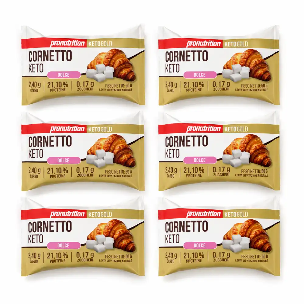 6 Pezzi Cornetto Keto Dolce 50Gr Low Carb Proteico Zero Zuccheri Fit Mix