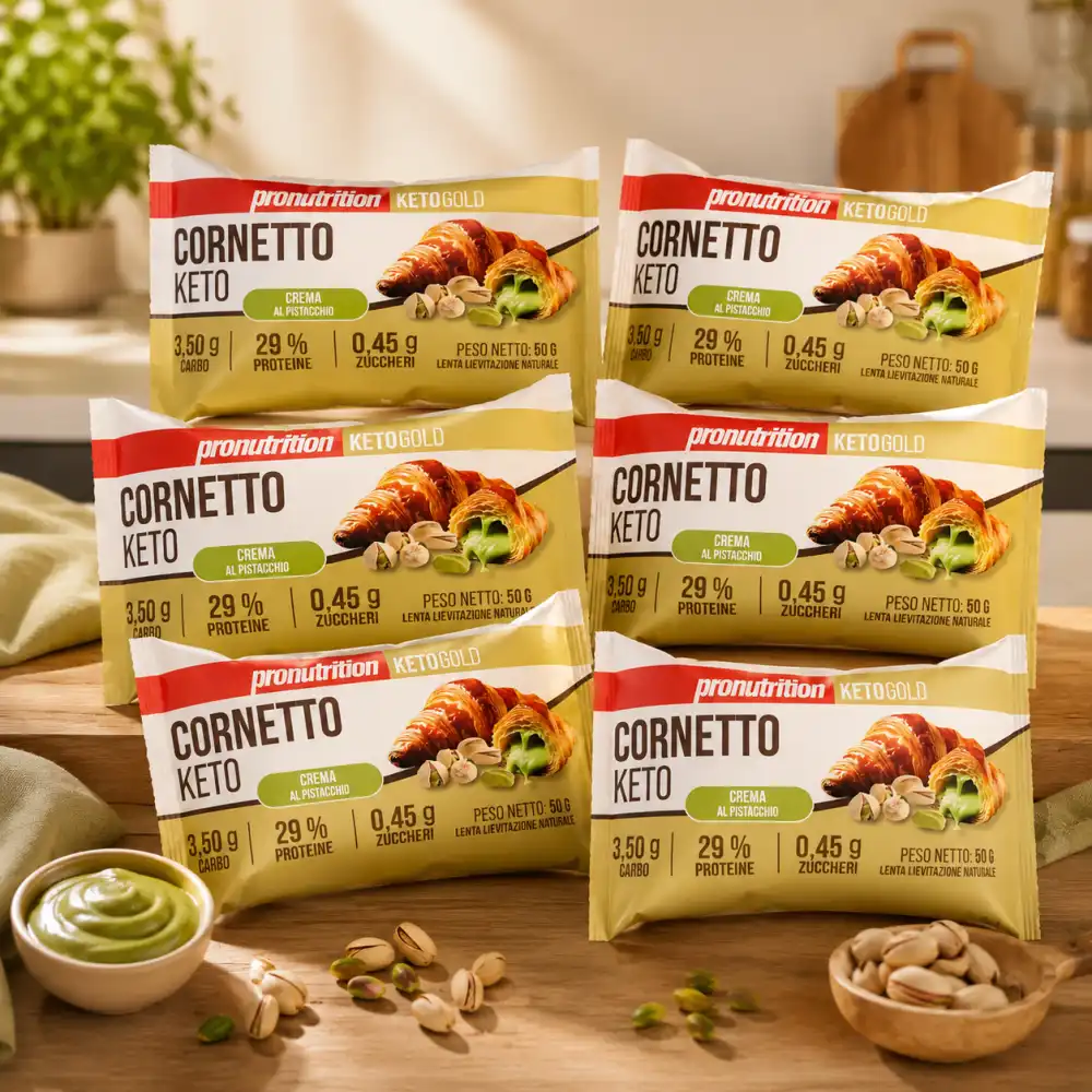 6 Pezzi Cornetto Keto Pistacchio 50Gr Low Carb Proteico Snack Fitness Mix