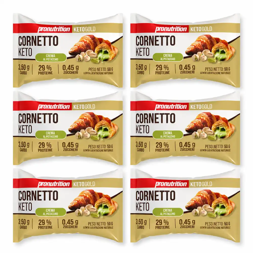 6 Pezzi Cornetto Keto Pistacchio 50Gr Low Carb Proteico Snack Fitness Mix