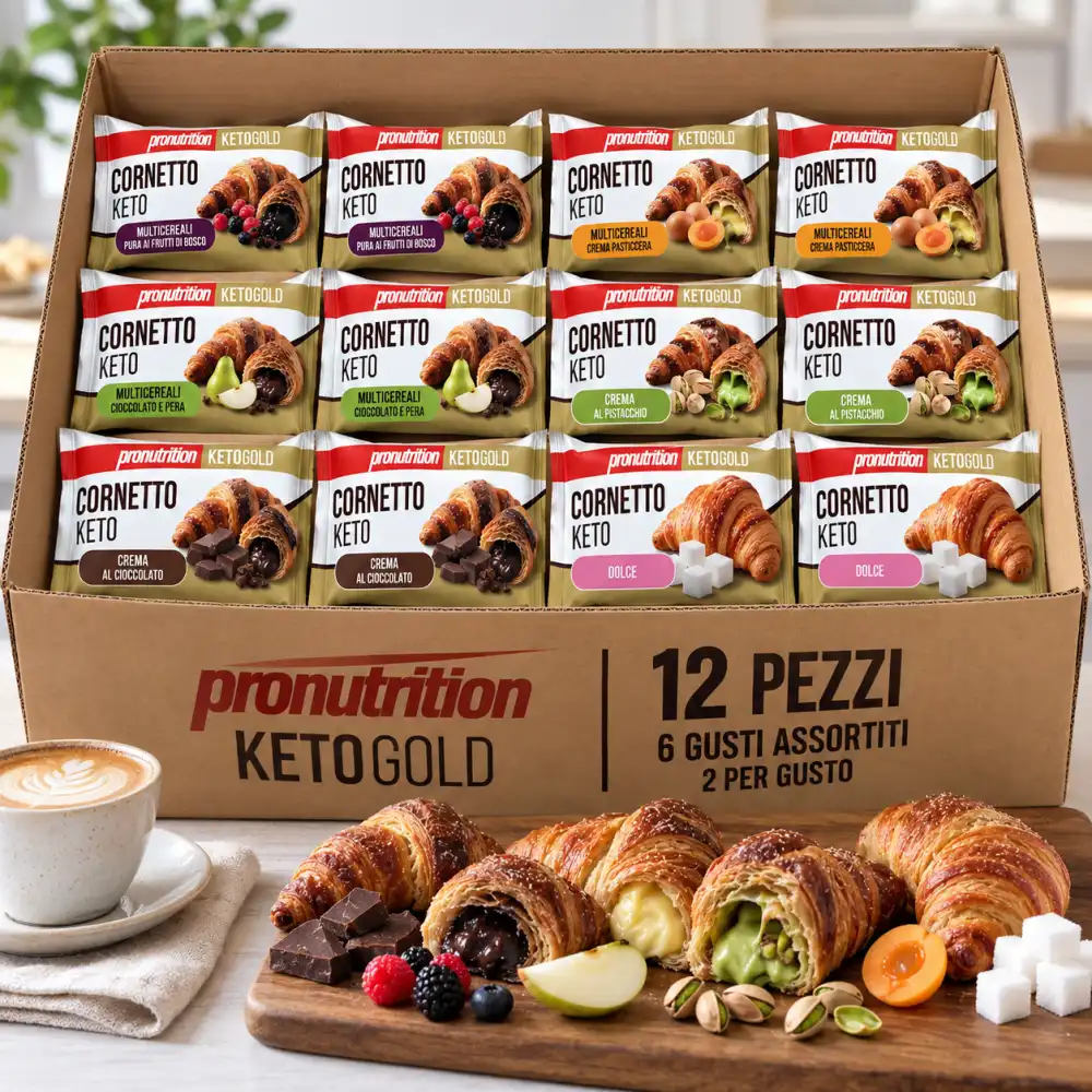 12 Pezzi Cornetti Keto 50g Mix 6 Gusti Proteici Low Carb Colazione E Snack Dolci