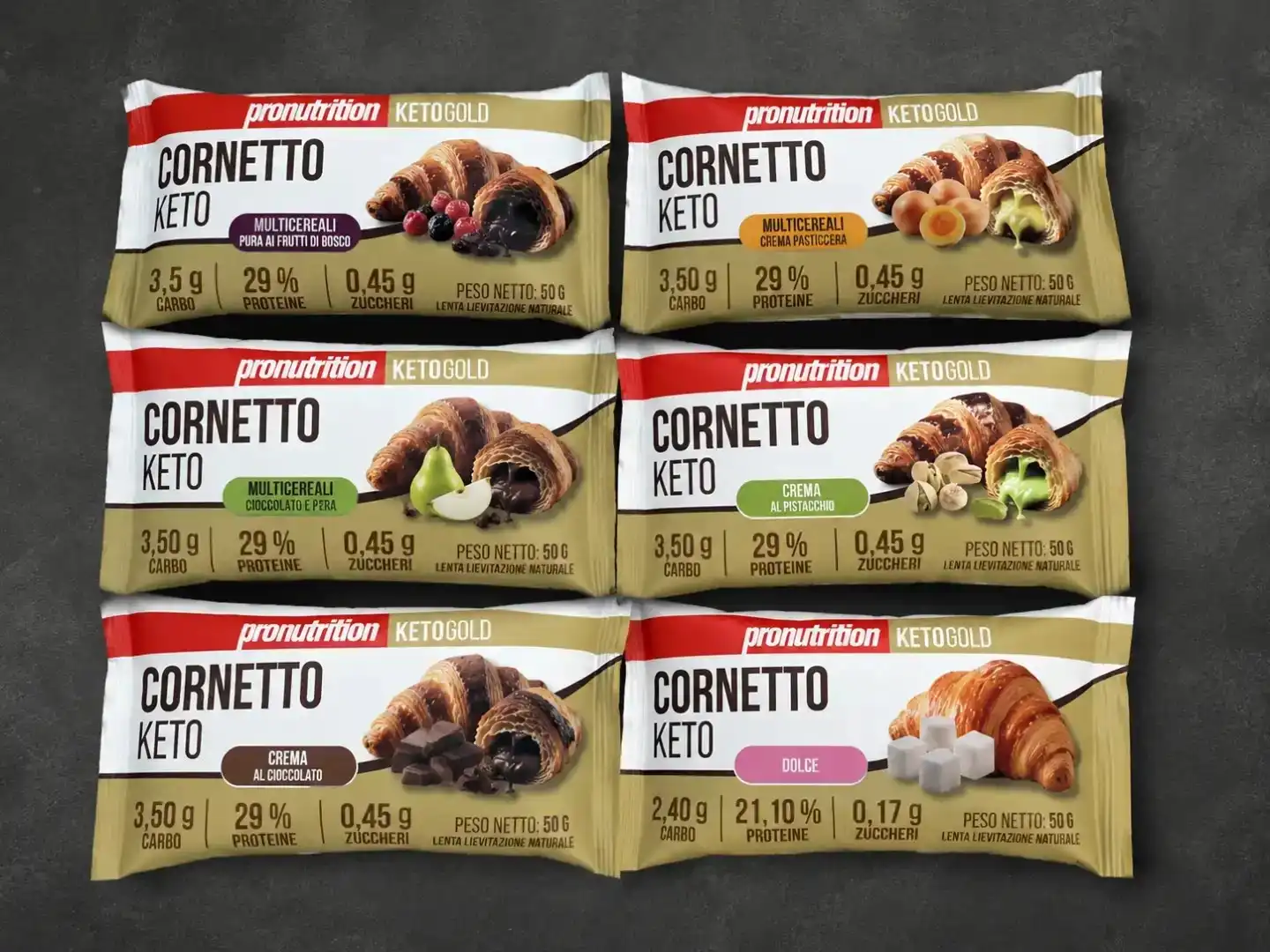 12 Pezzi Cornetti Keto 50g Mix 6 Gusti Proteici Low Carb Colazione E Snack Dolci