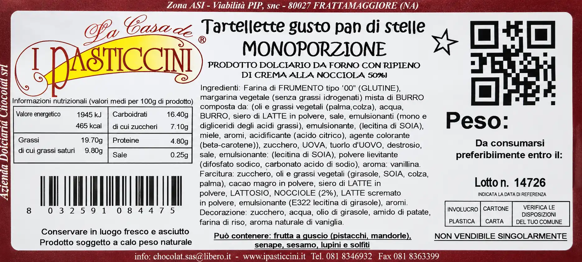 Tartellette Pan Di Stelle 1,5Kg Monoporzione Snack Dolci Buffet Eventi Mix