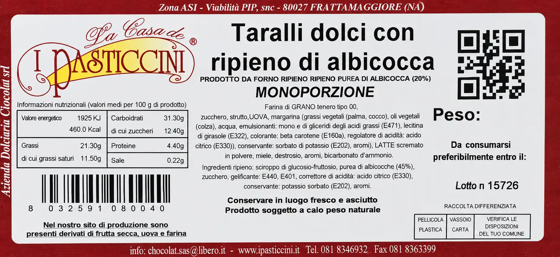 Taralli Dolci Monoporzioni Ripieno Albicocca 2Kg Snack Buffet Eventi Party