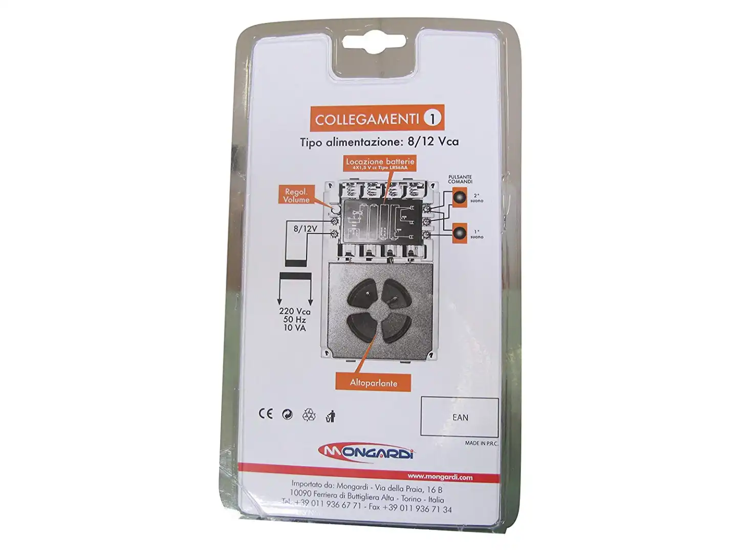 Campanello Elettronico Per Porta 2 Melodie Mongardi 8/12 VCA