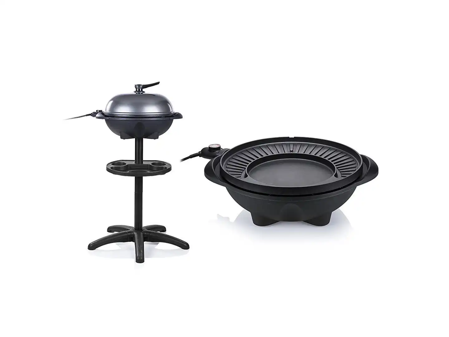 Barbecue Elettrico da Tavolo 1500w con Supporto 72cm Antiaderente Colore Nero