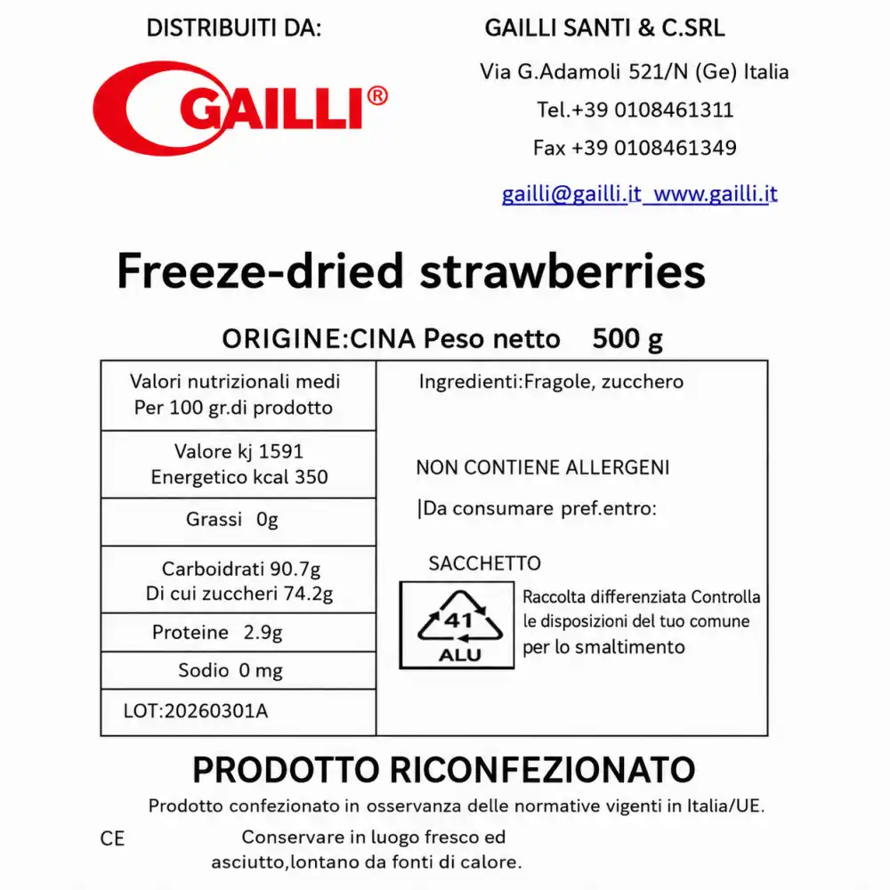 Fragole Liofilizzate 500Gr Frutta Croccante Snack Naturale Ricca Di Gusto Bio