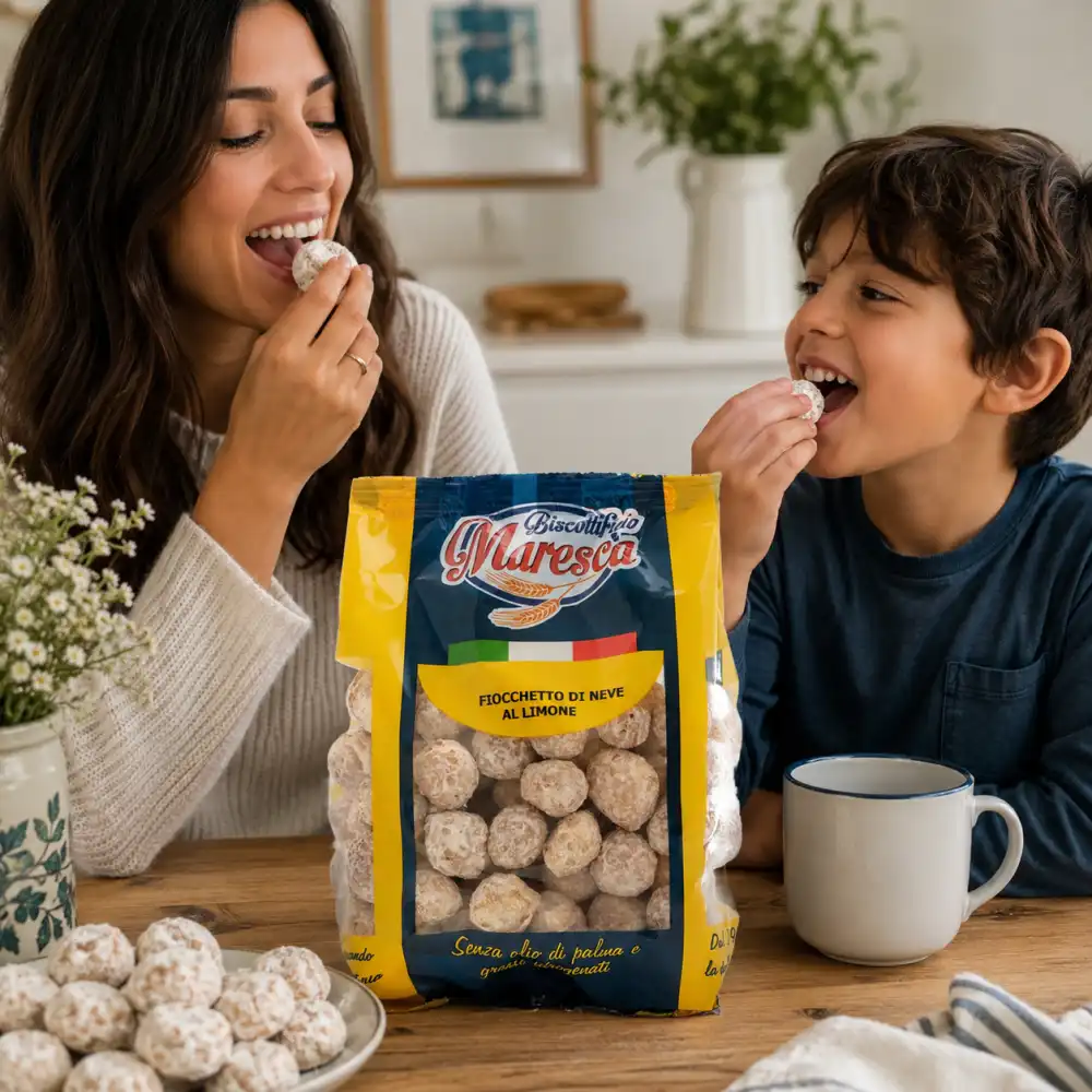 4 Pezzi Fiocchetti Di Neve Al Limone 200Gr Cad Dolci Glassati Snack Gustosi Top