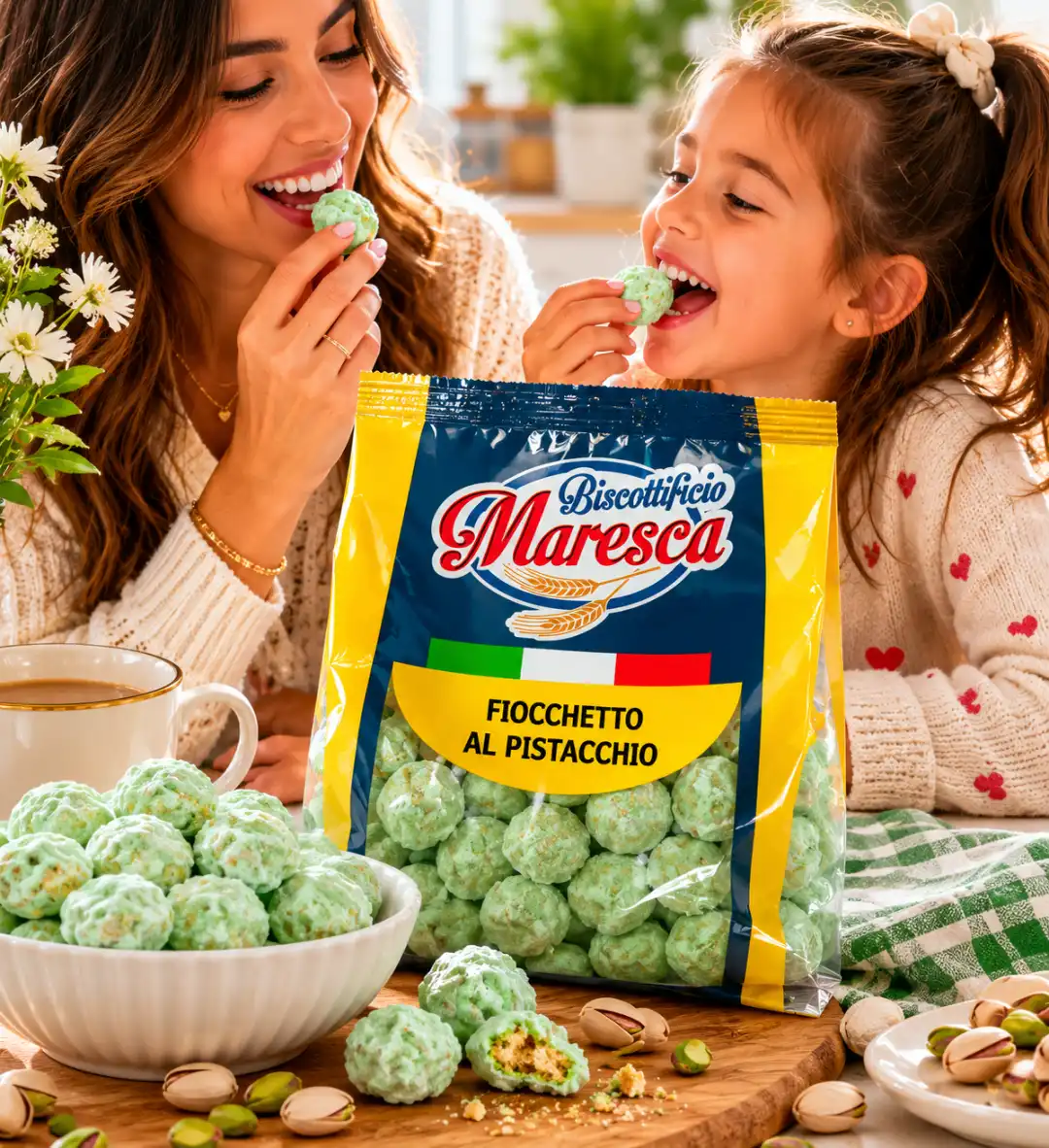 4 Pezzi Fiocchetto Di Neve Al Pistacchio 200Gr Cad Dolci Glassati Snack Top