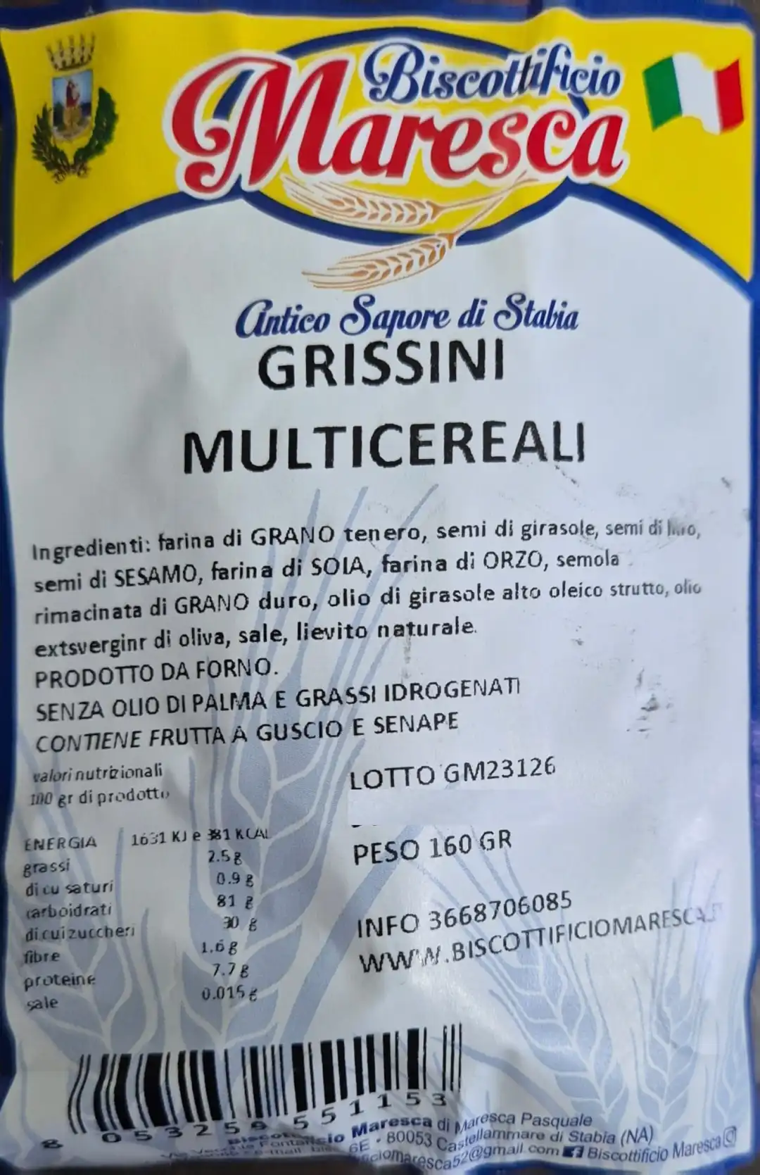 4 Pezzi Grissini Multicereali 160Gr Cad Totale 640Gr Snack Croccanti Da Forno