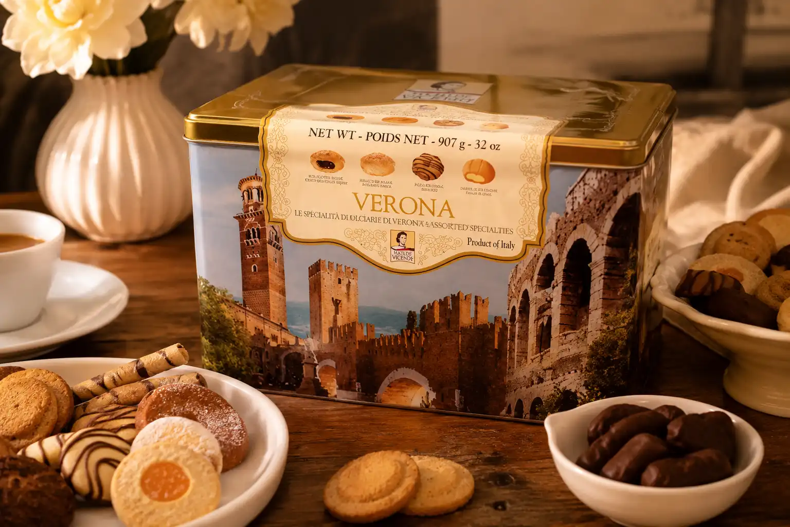 Vicenzi Latta Verona 907Gr Biscotti Assortiti Pasticceria Regalo Elegante