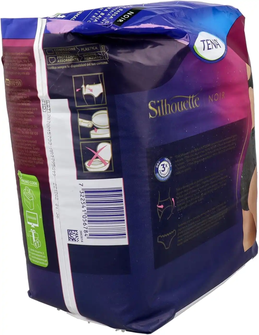 2 Confezioni Tena Silhouette Nero Plus Large X10 Mutandine Assorbenti Donna L