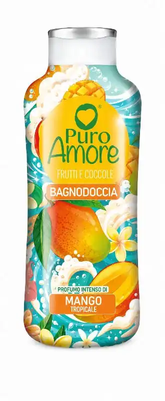 3 Pezzi Puro Amore Bagnodoccia Mango Tropicale 650Ml Bagno Doccia 1,95L