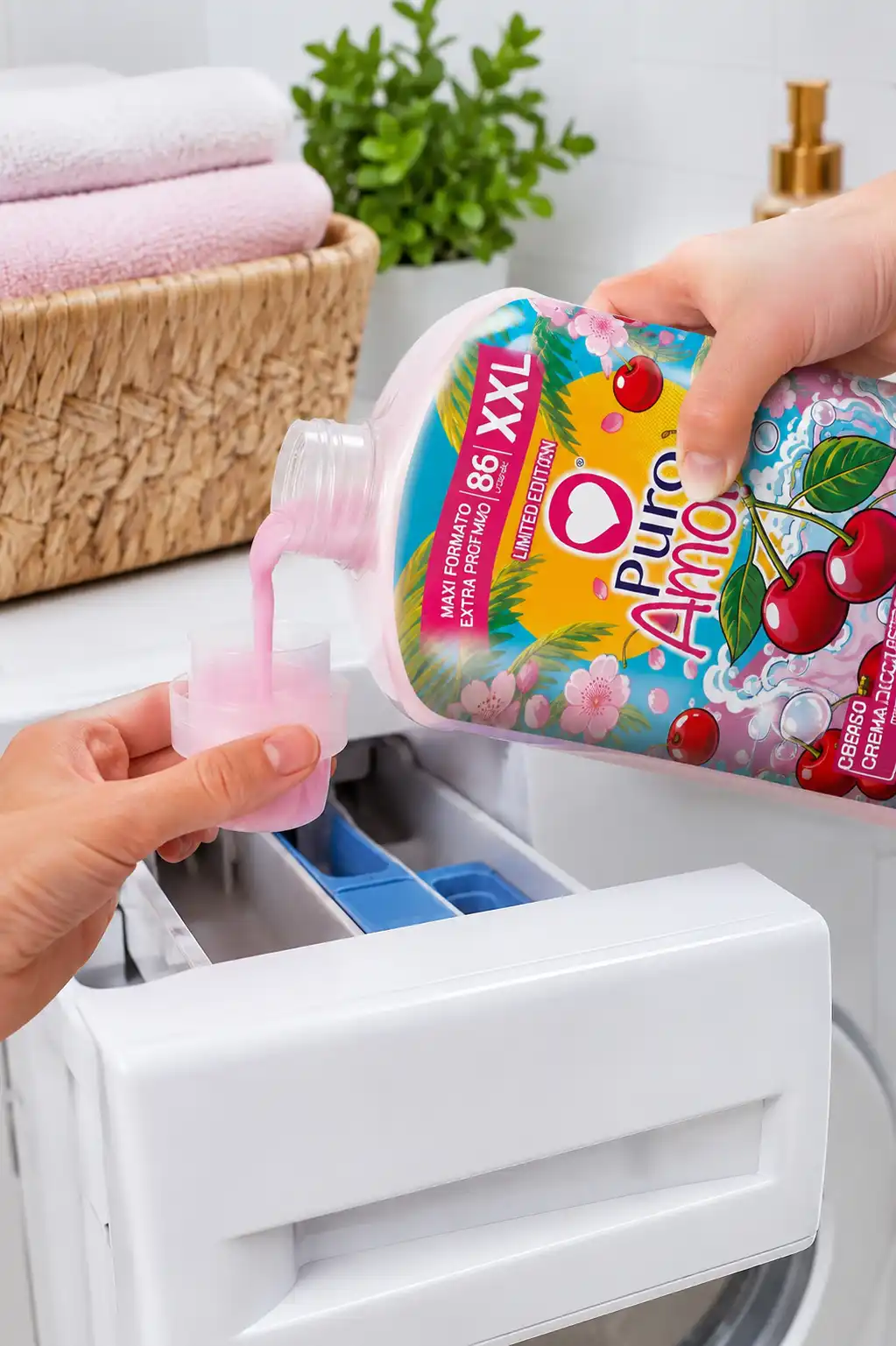 3 Pezzi Puro Amore Ammorbidente Concentrato 86 Misure XXL Ciliegia 2250Ml Maxi
