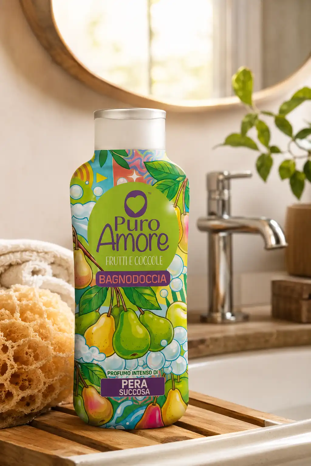 3 Pezzi Puro Amore Bagnodoccia Pera Succosa 650Ml Bagno Doccia Profumato 1,95L