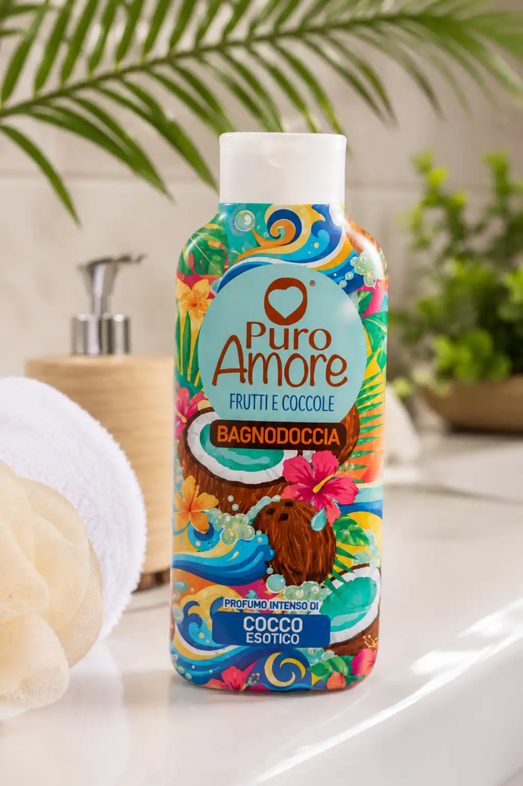 6 Pezzi Puro Amore Bagnodoccia Cocco Esotico 650Ml Bagno Doccia Profumato 3,9Lt