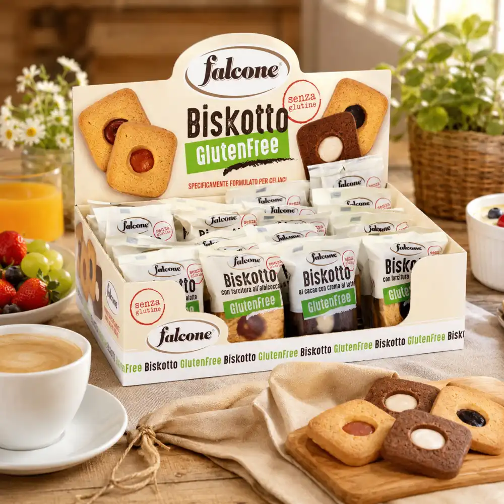 Falcone Biscotto Gluten Free Misto 4 Gusti 24X55G Espositore Snack Senza Glutine