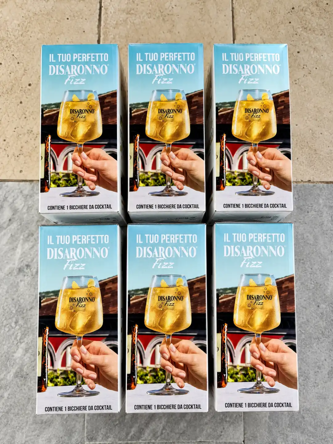 6 Bicchieri Da Cocktail Disaronno Fizz Calici Originali Vetro Aperitivo Drink